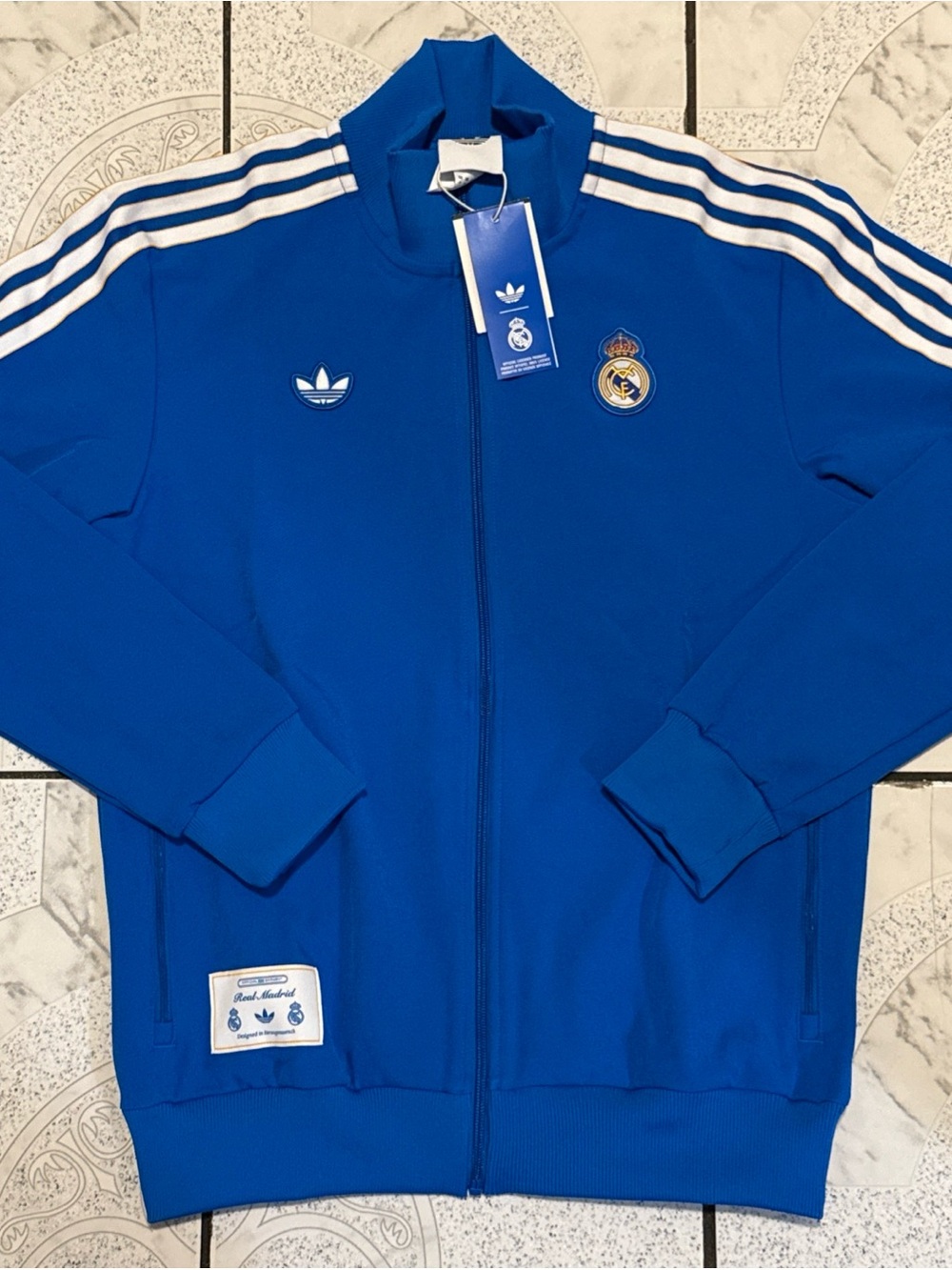 New Adidas Real Madrid Terrace Icons Track Jacket Blue Men’s Size Medium JN3058